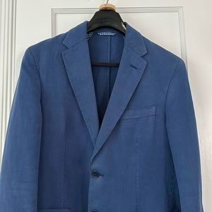 Haberdash Men’s Blue Cotton Linen 2 Button Blazer Jacket size US 38R / EU 48R